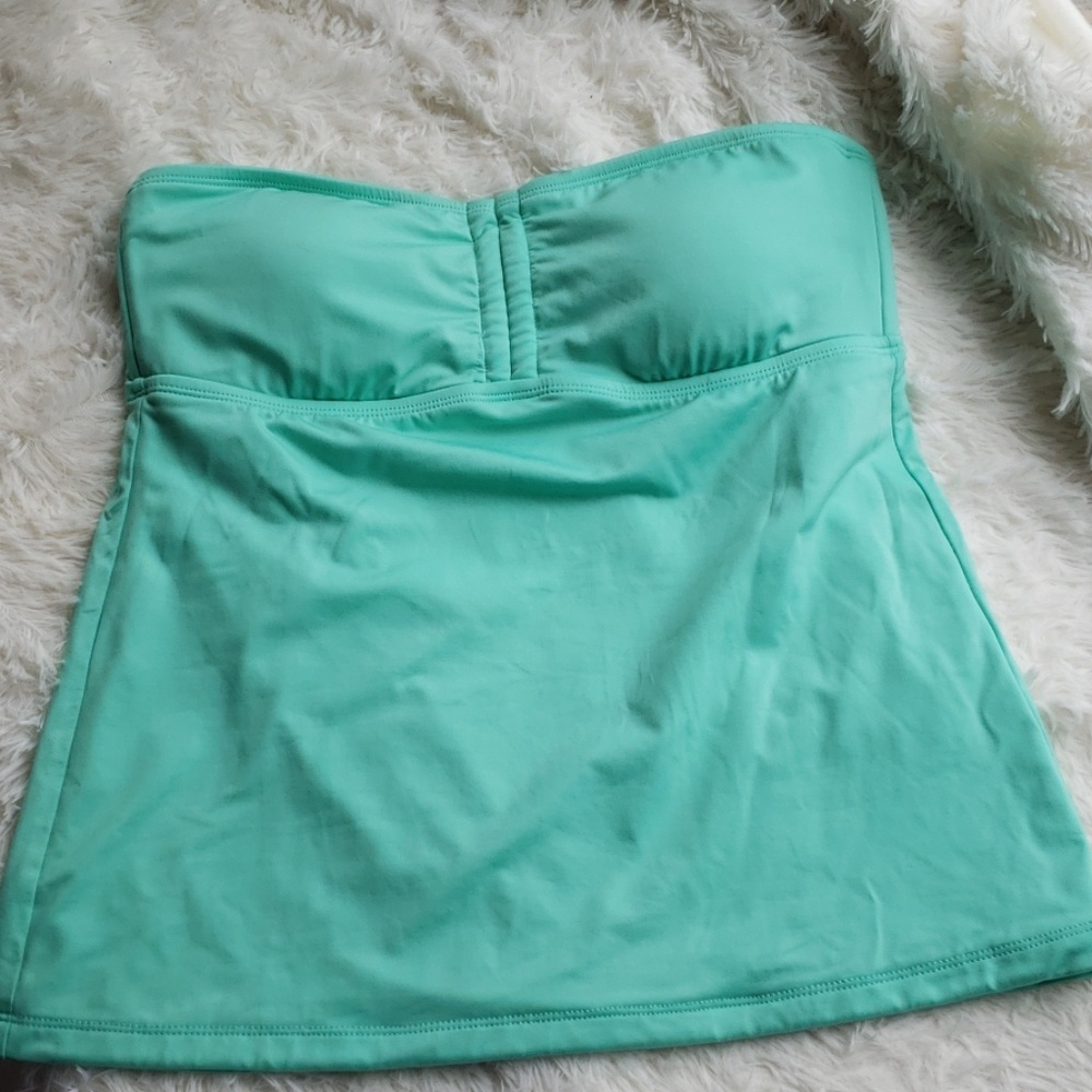 Mint colored strapless swim top